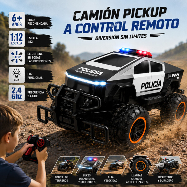 Auto Policia Eléctrico Infantil Cybertruck A Control Remoto AUTO CONTROL REMOTO CYBERTRUCK POLICIA