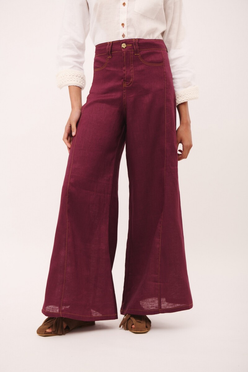 PANTALON WIDE XL LINEN SS26 - Uva 