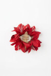 Broche flor dahlia tela rojo