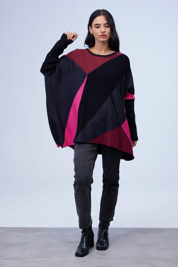 Buzo Poncho Oversize BORDEAUX/MULTI