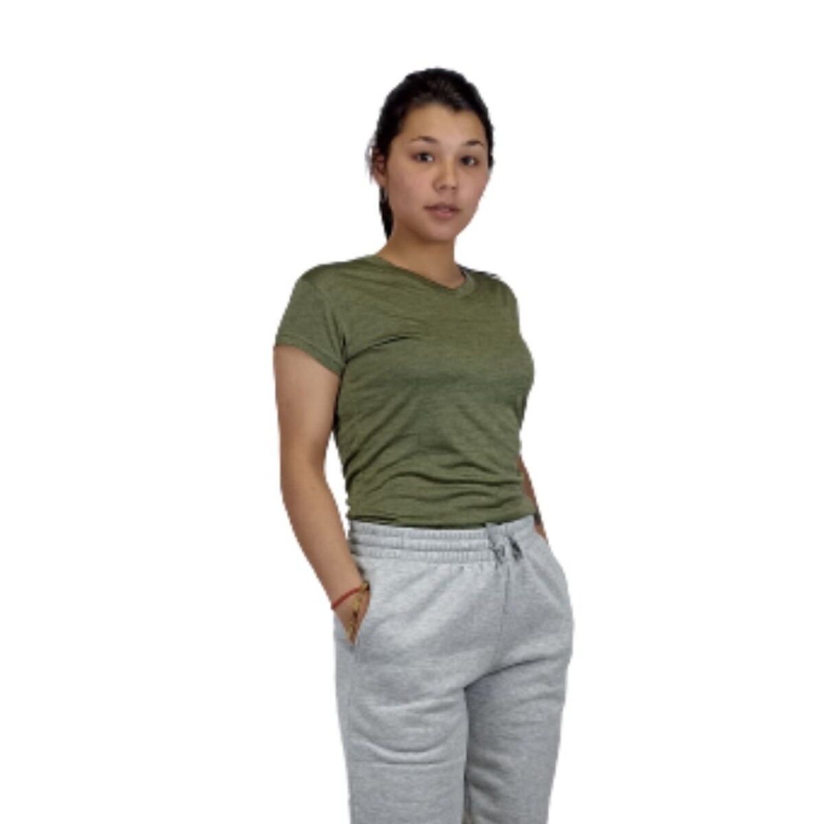 Camiseta Dry Fit Lady Jaspeada - verde militar 