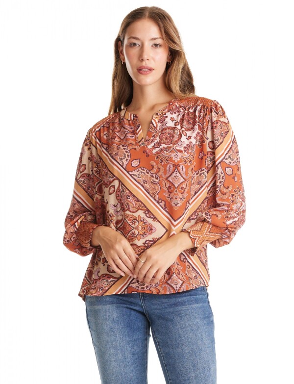 Blusa Gasa Arabescos MULTI/TERRACOTA