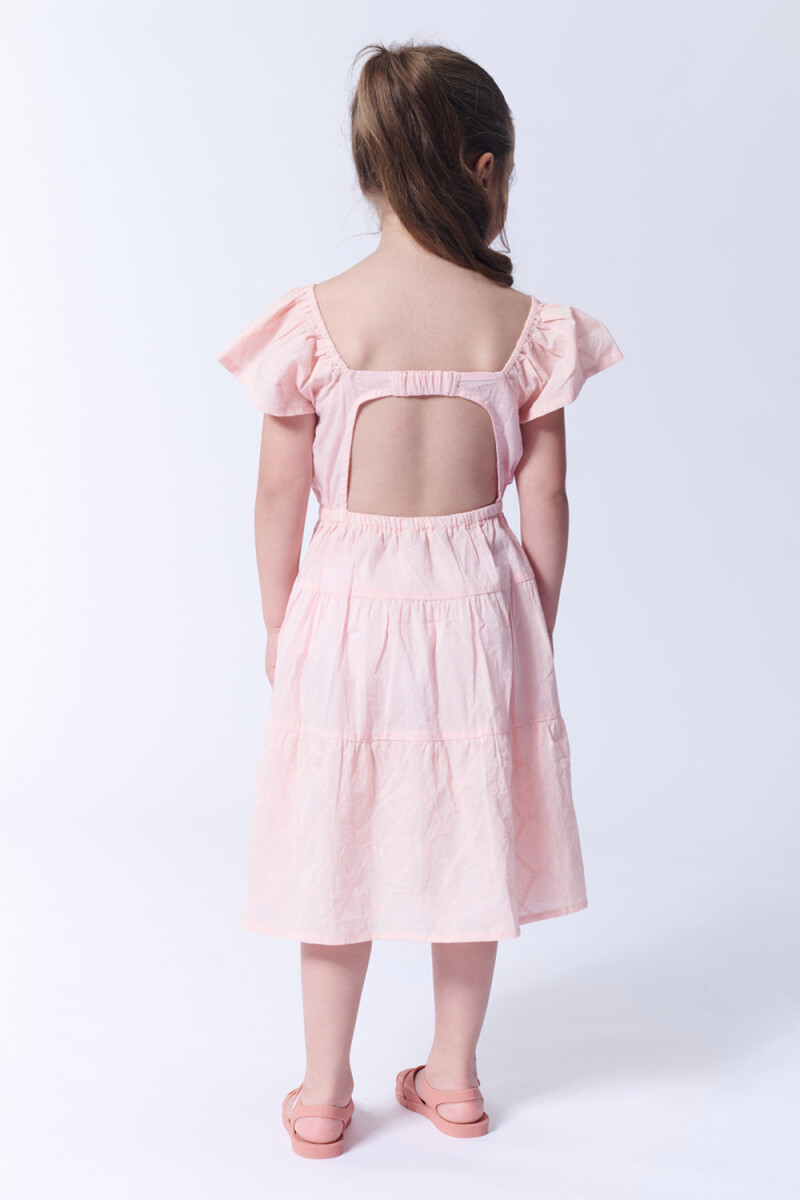 Vestido broderie espalda abierta Rosa