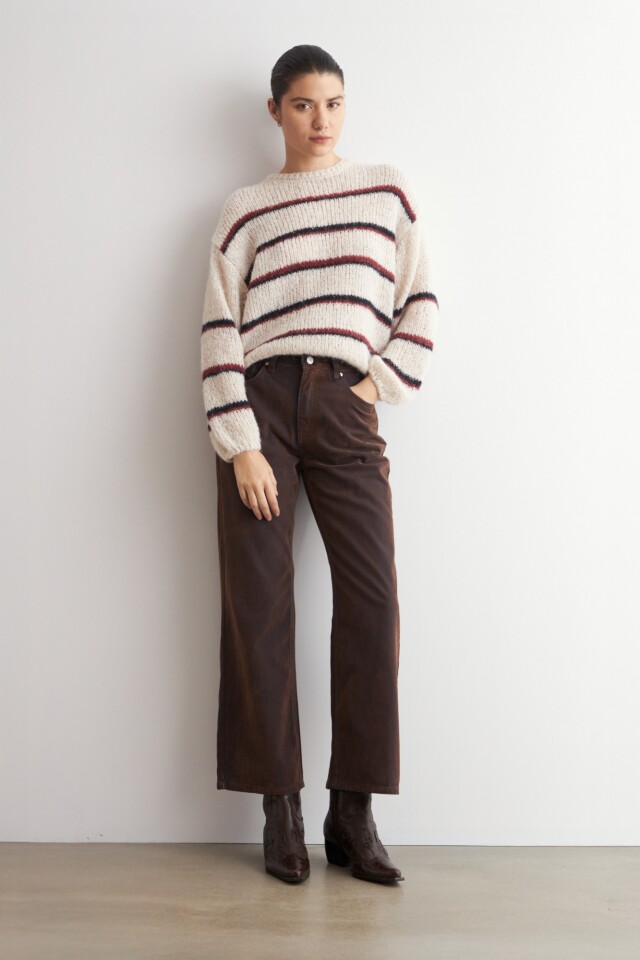 Sweater rayado crudo