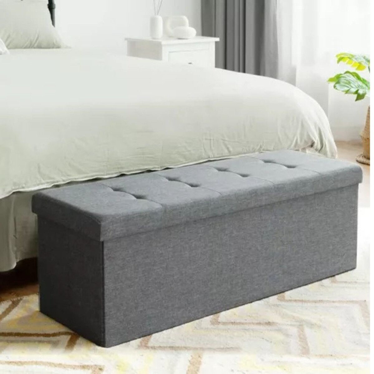 Puff Baul Texas Lino - Gris 