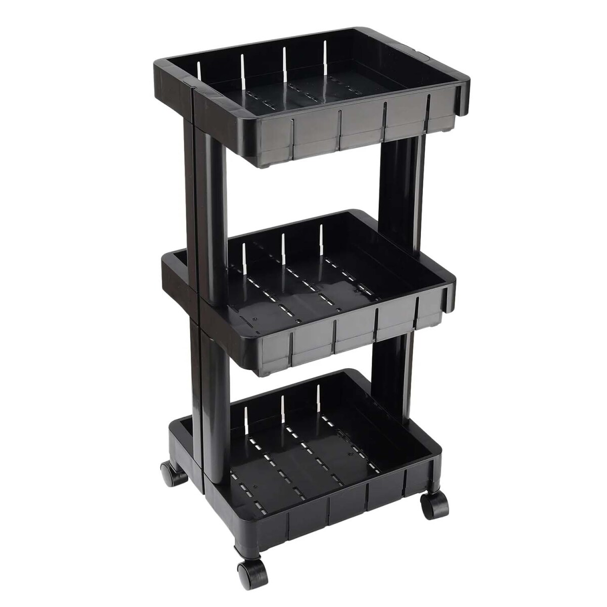 Estantería Rack Organizador Multiuso de 3 Estantes y Ruedas - Negro 