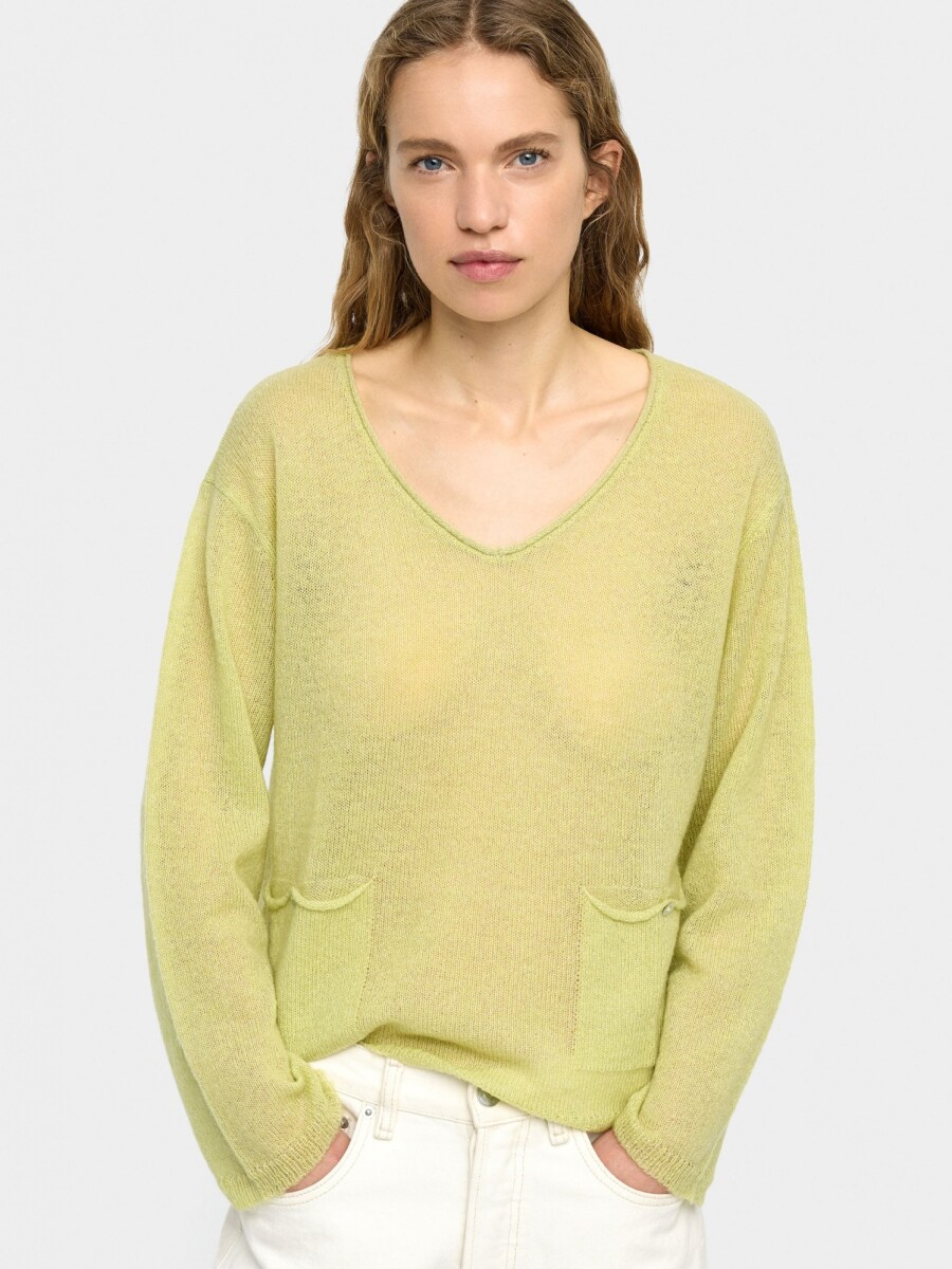 Jersey Mezcla De Lana Con Bolsillos lima