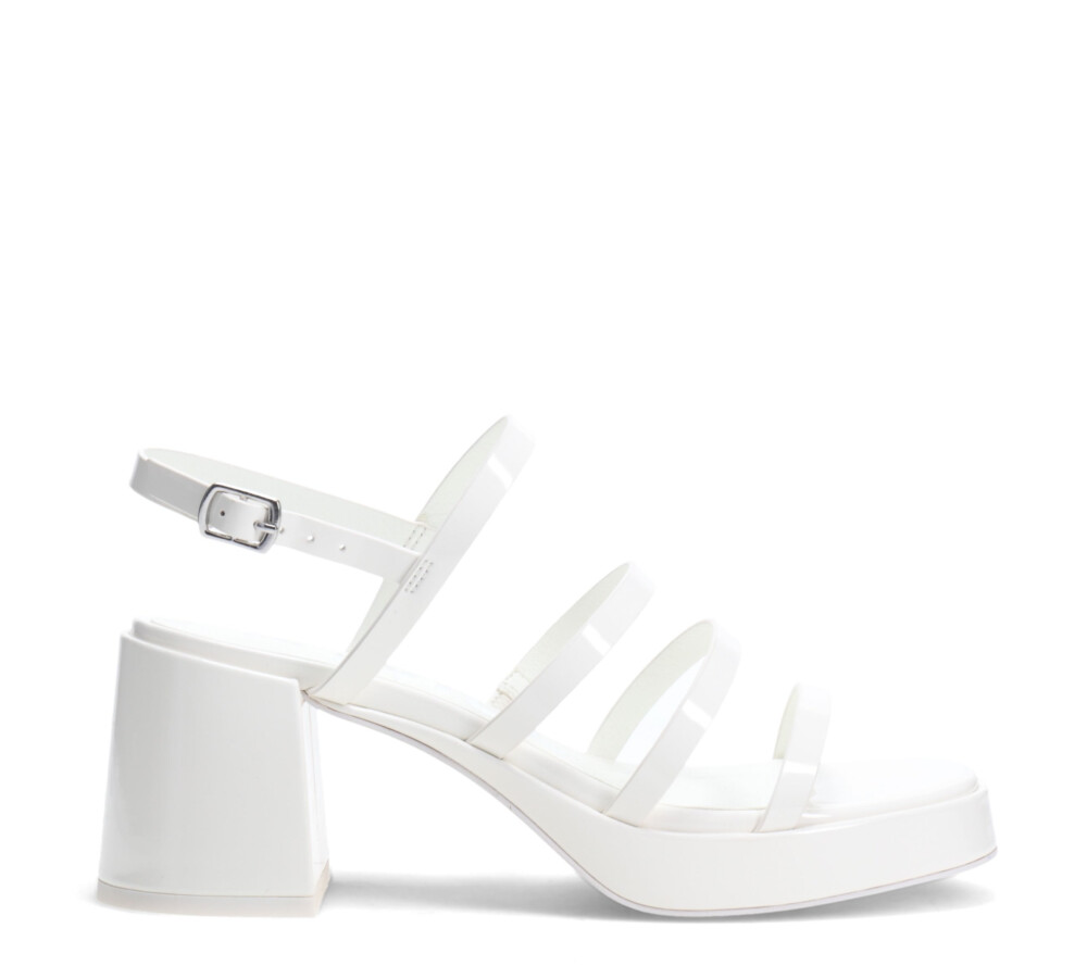 Sandalia RAQCHI de fiesta con tiras finas White Patent