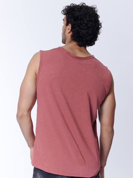 Musculosa slub bolsillo Terracota
