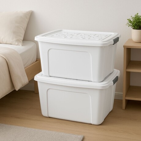 Set x2 Caja organizadora 70lts con tapa BLANCO