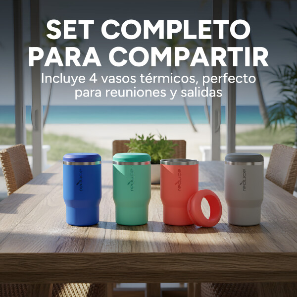 Vaso Térmico X4 Para Botella Lata Cerveza 360ml + Abridor Color Plateado