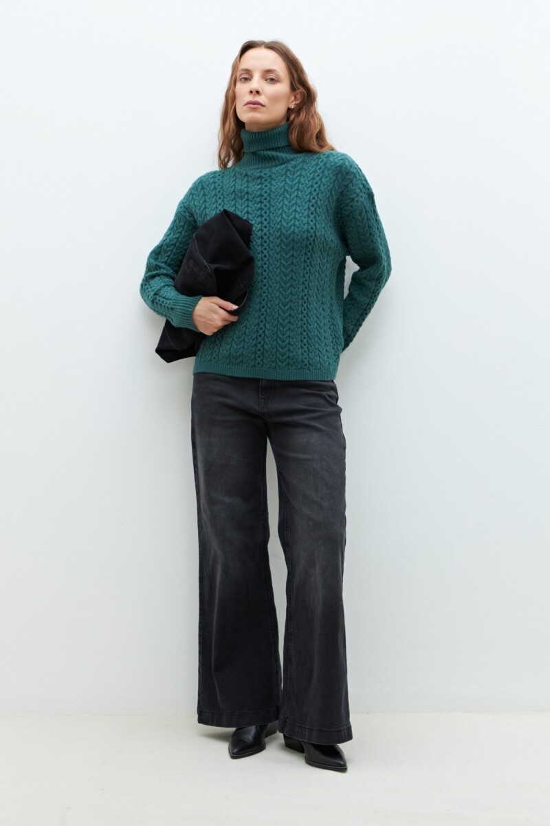 Polera con estructuras - verde oscuro 