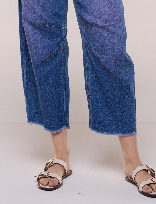 Jean Wide Leg Cropped Con Nervaduras JEAN
