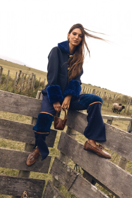 Campera New Jersey Base Azul / Corderito Azul