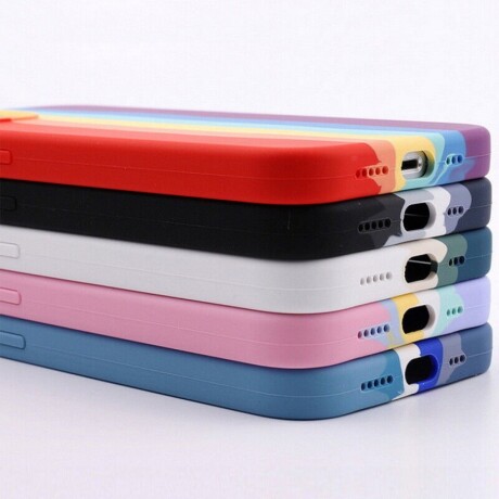Protector case de silicona iphone 13 diseño arcoiris Blanco