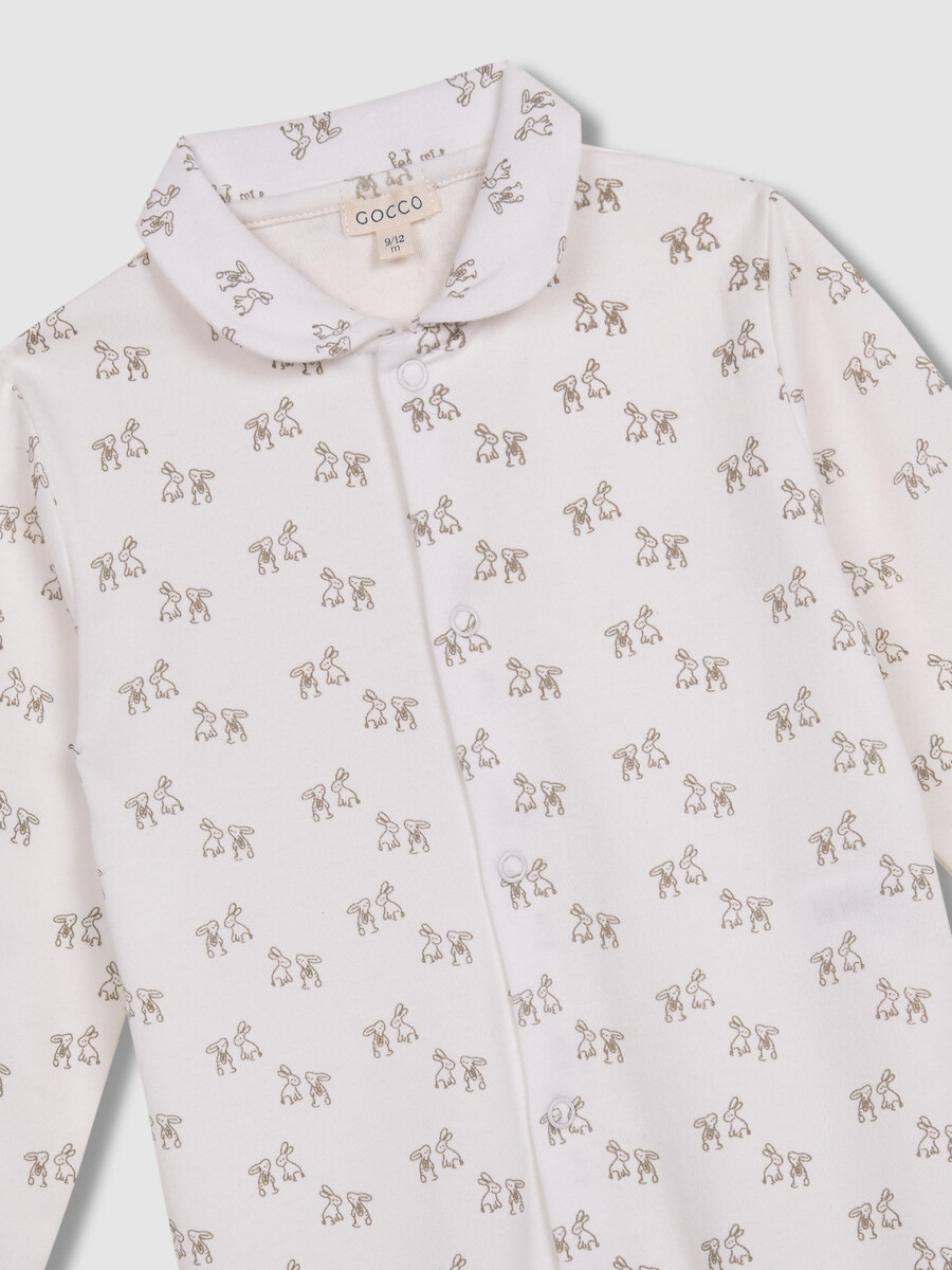 Pijama Print Conejitos Blanco Roto