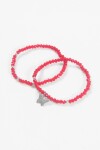 Pulsera cuentas dije mariposa acero rojo