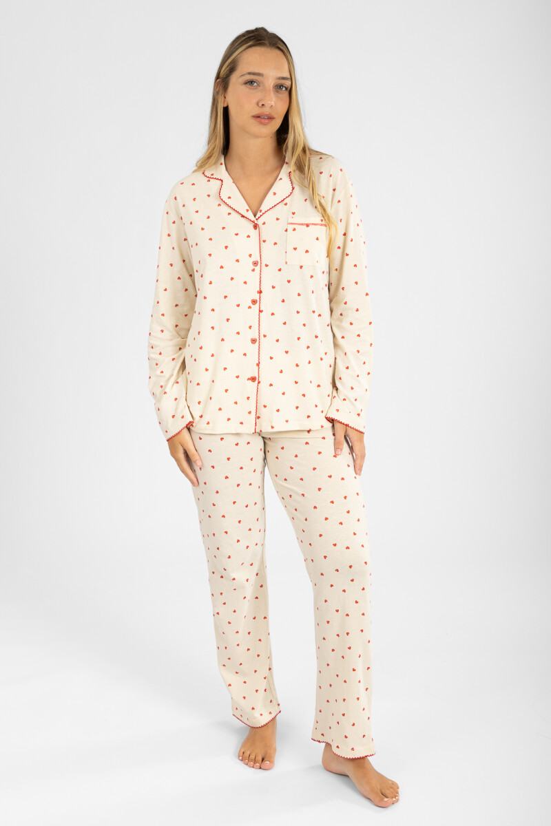 Pijama americano heart Marfil