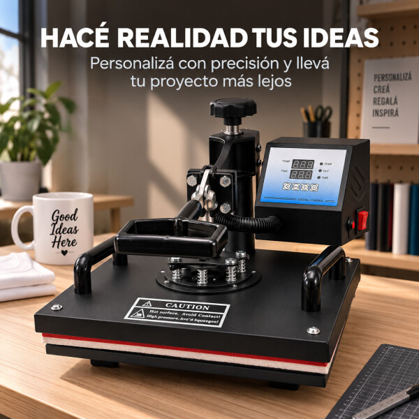 Prensa Térmica Sublimadora 5 En 1 Remeras Tazas Gorros Jarra Color Negro Rojo