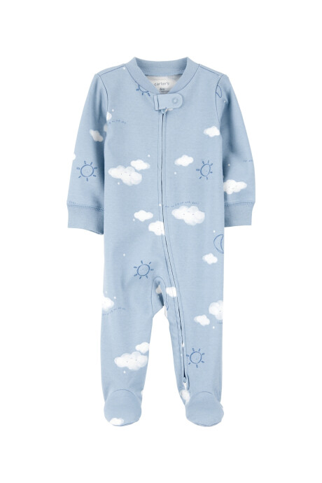 Pijama una pieza de algodón, con pie, diseño cielo Sin color