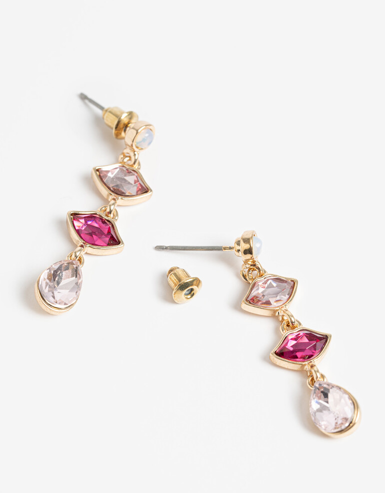 Aros Colgantes Cortos Con Dijes Aros Colgantes Dijes De Glass - Dorado