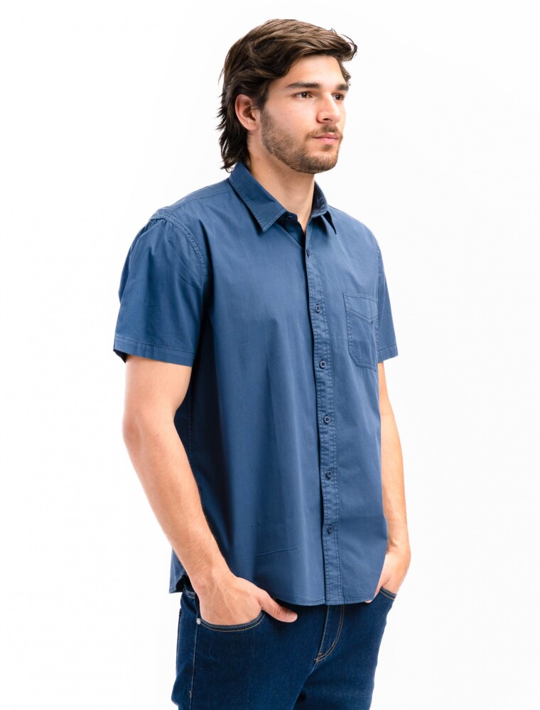 Camisa M/C Algodón C/Bolsillo Barcelona Marino