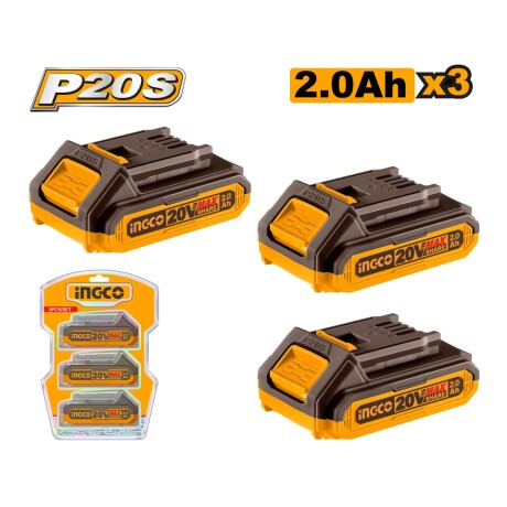Set 3 Baterias Ingco COSLI240311 2AH 20V 001