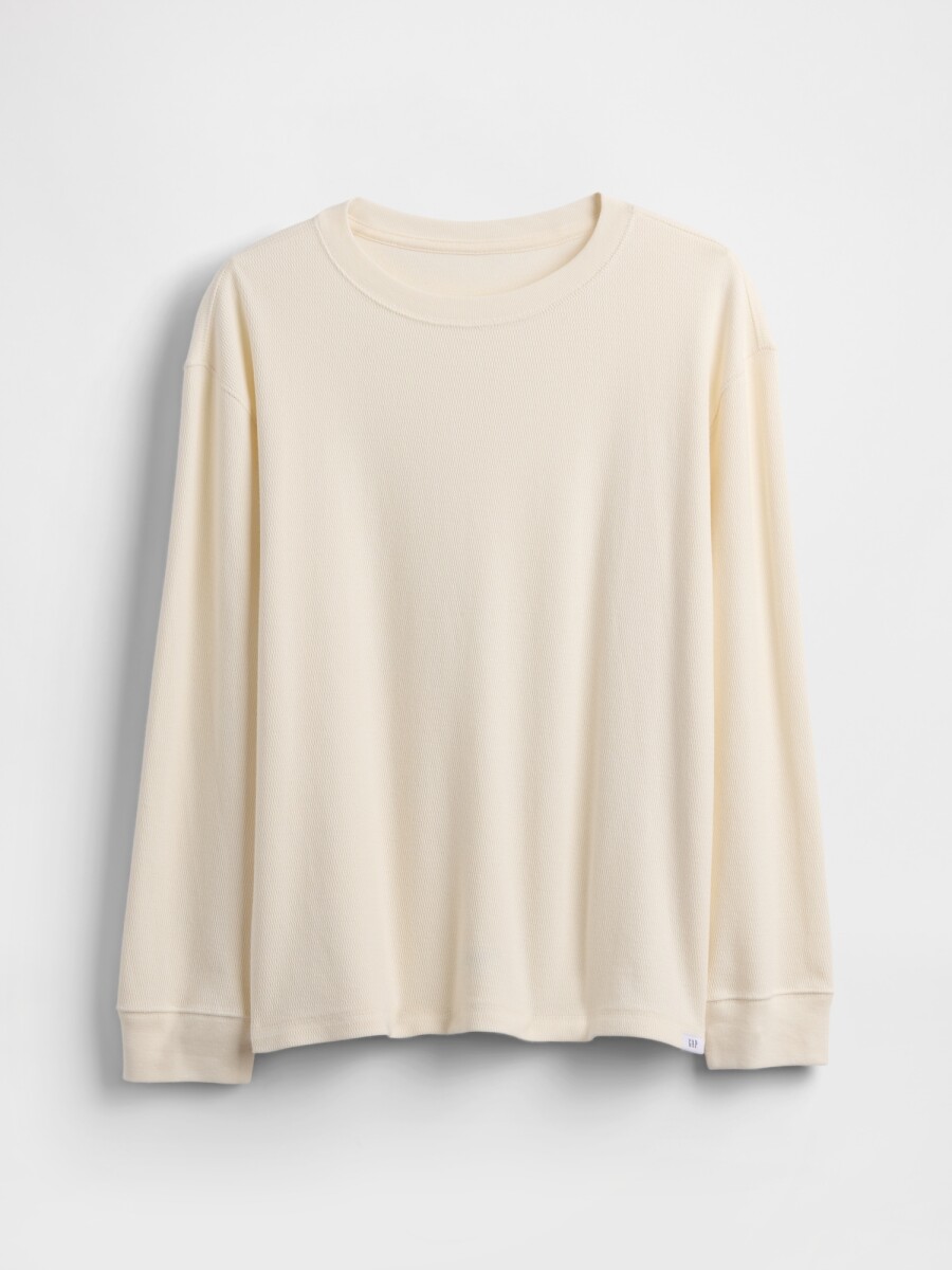 LS WAFFLE TEE - IVORY FROST 