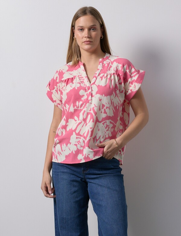 Blusa Esc V ROSA/MULTI