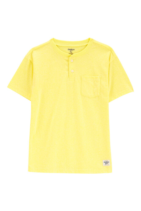 Remera henley de algodón, amarilla Sin color