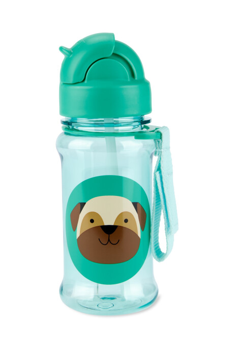 Botella de plástico Tritan, con sorbito, diseño pug Sin color