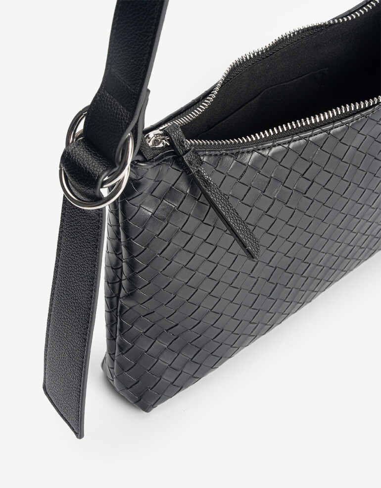 City Cartera Formato City Trenzada Con Asa De Hombro - Negro