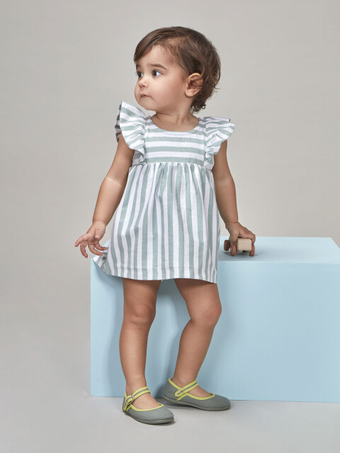 Vestido De Rayas De Punto Verde