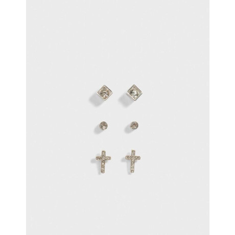 Set De Aros Bañados En Plata Plateado