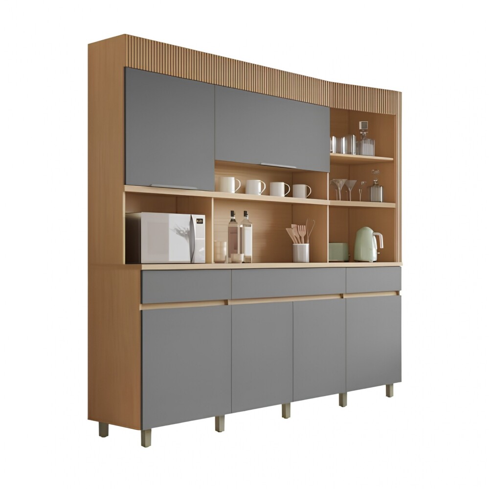 Mueble Modular 4 Cuerpos REALEZA Marron/Gris Oscuro