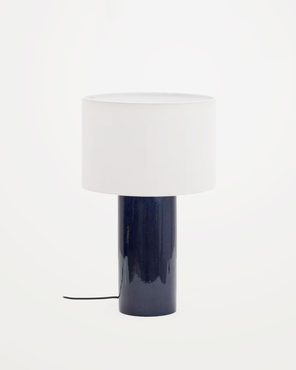 Lámpara de mesa Toneric de cerámica con acabado - azul y algodón 