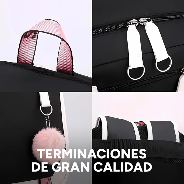 Pack x3 Mochila Kawaii Impermeable Usb Multuso Resistente Variante Color Negro