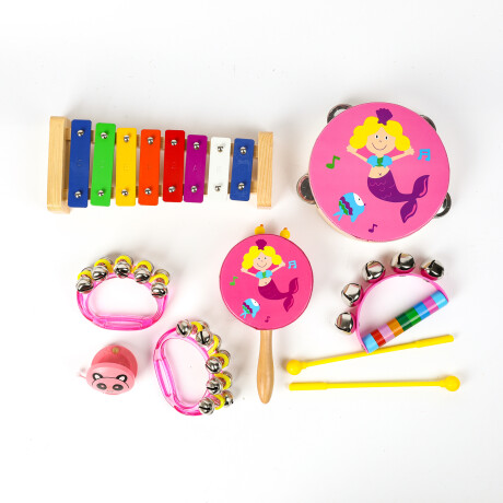 SET DE PERCUSION INFANTIL 6 PIEZAS ROSADO CON DISEÑO SET DE PERCUSION INFANTIL 6 PIEZAS ROSADO CON DISEÑO