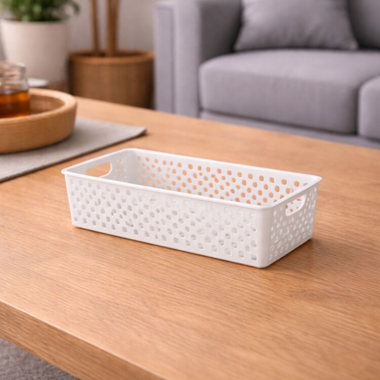 CANASTO ORGANIZADOR CALADO 34X15X9CM CANASTO ORGANIZADOR CALADO 34X15X9CM