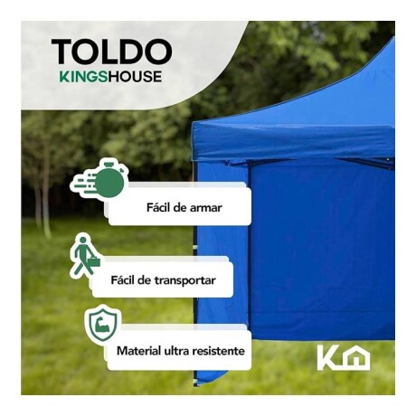 Gazebo reforzado toldo carpa con pared 3x3mt Azul
