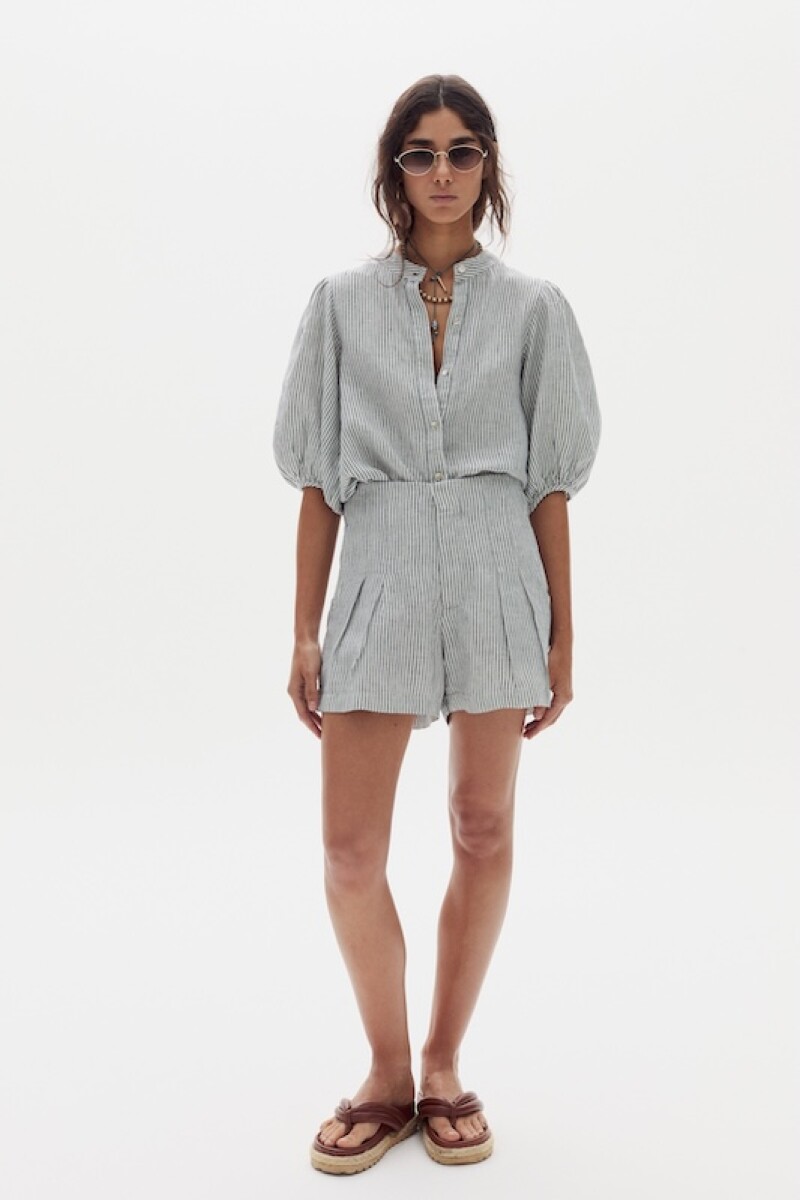 Short Frida en Lino Eddie Stripes