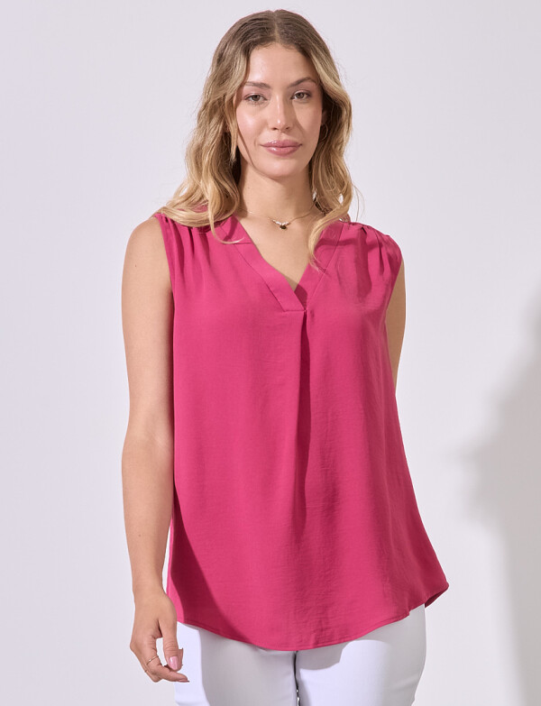 Blusa Escote V FUCSIA