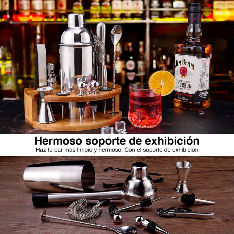 Kit de Coctelería Para Barman Coctelera de 500ml con 12 Piezas de Acero Inoxidable Más Base Kit de Coctelería Para Barman Coctelera de 500ml con 12 Piezas de Acero Inoxidable Más Base