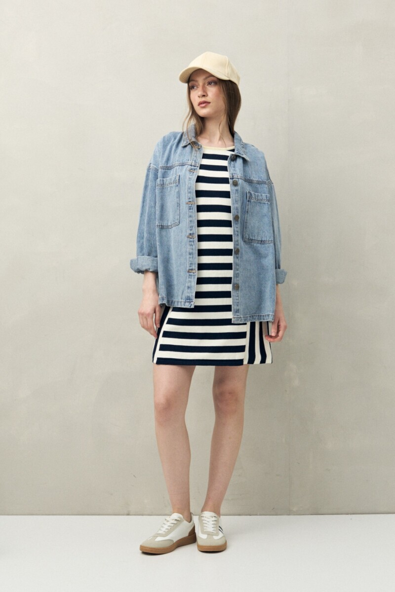 VESTIDO TESSA Blanco/Azul