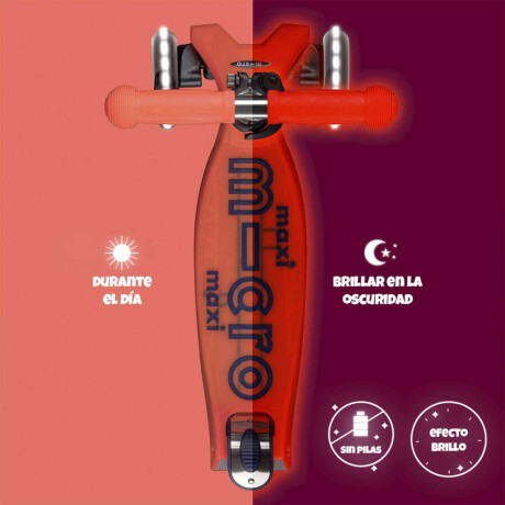 Monopatín Micro Maxi Glow LED Ajustable con 3 Ruedas Rojo