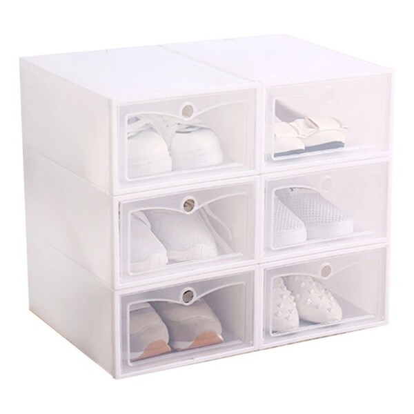 Caja Zapatos Zapatera Transparente Organizador Apilable Color Variante Blanco