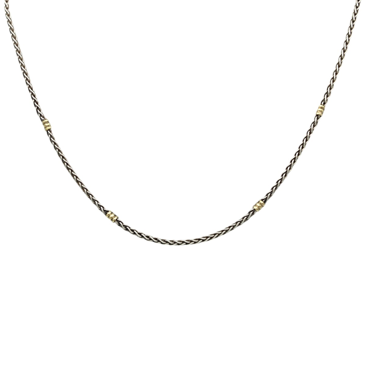 Cadena Eslabón Espiga-Plata y Oro-Sin piedra-CD5062 - sinpiedra 