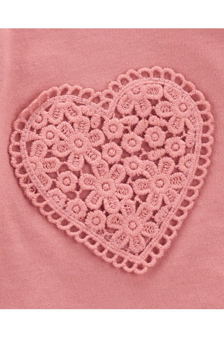 Remera de algodón con corazón bordado Sin color