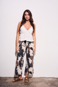 Jean Wide Leg Estampa Vaca Print