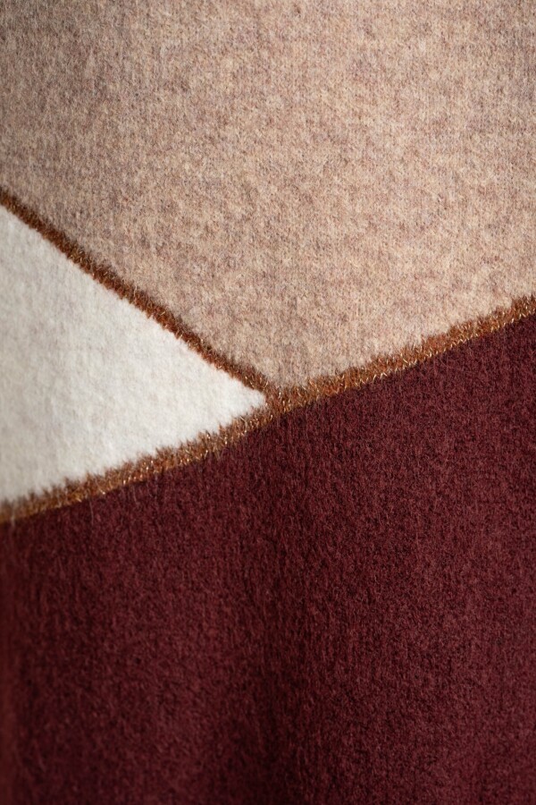 Sweater Intarsia Color Block Burdeos